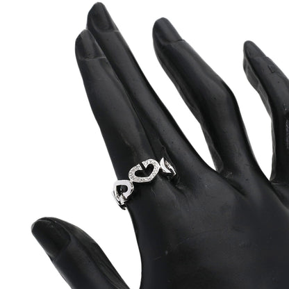 CARTIER C Heart Diamond # 50 Ring K18 White Gold Ladies [Used]