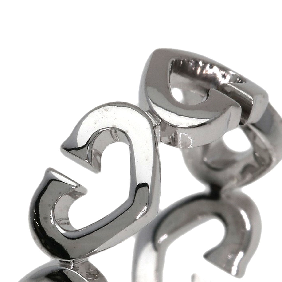 CARTIER C Heart Diamond # 50 Ring K18 White Gold Ladies [Used]