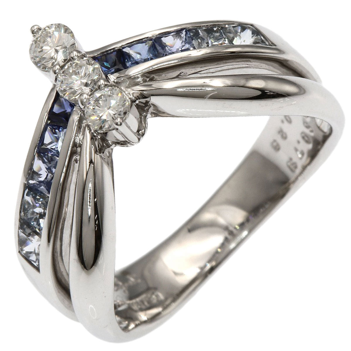 Jeunet Diamond Sapphire Ring K18 White Gold Ladies [Used]