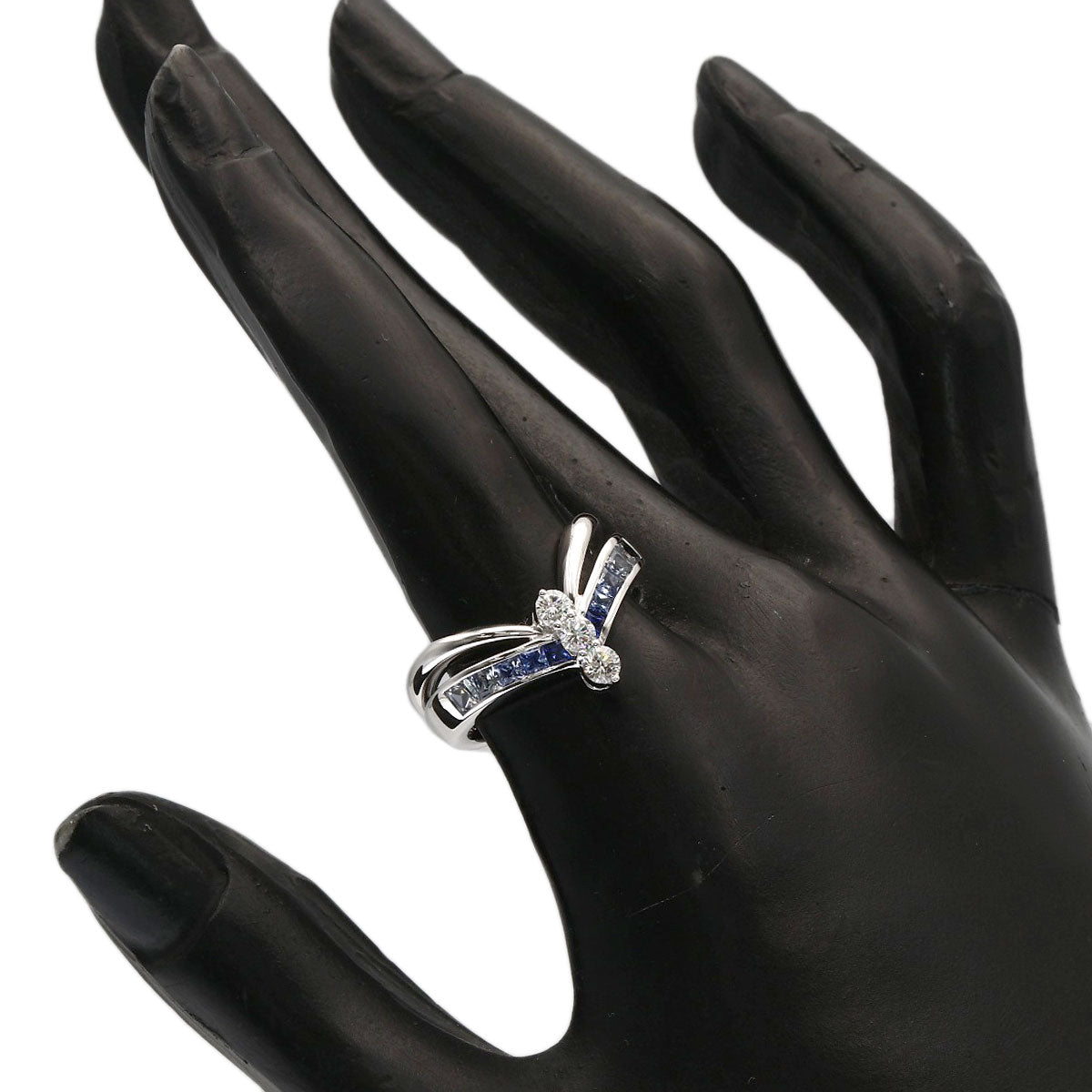 Jeunet Diamond Sapphire Ring K18 White Gold Ladies [Used]