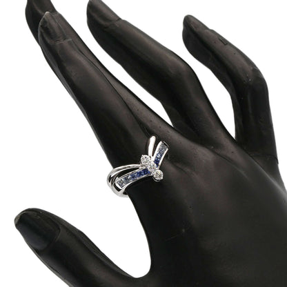 Jeunet Diamond Sapphire Ring K18 White Gold Ladies [Used]