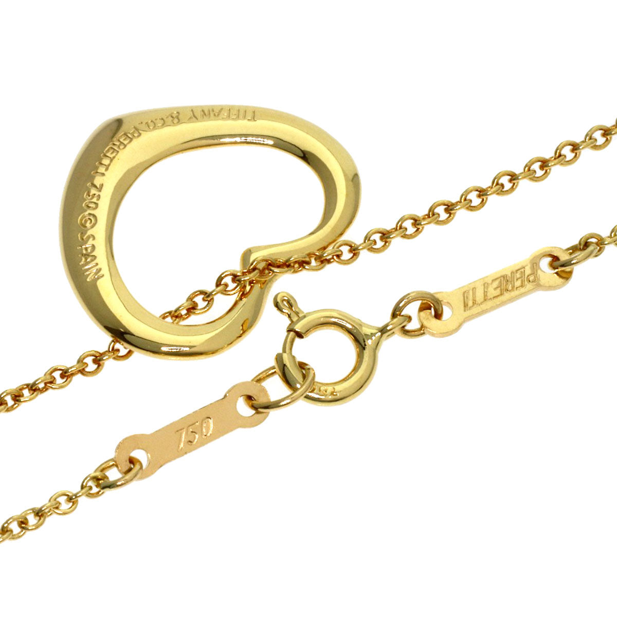 TIFFANY&Co. Open heart Necklace K18 Yellow Gold Ladies [Used]