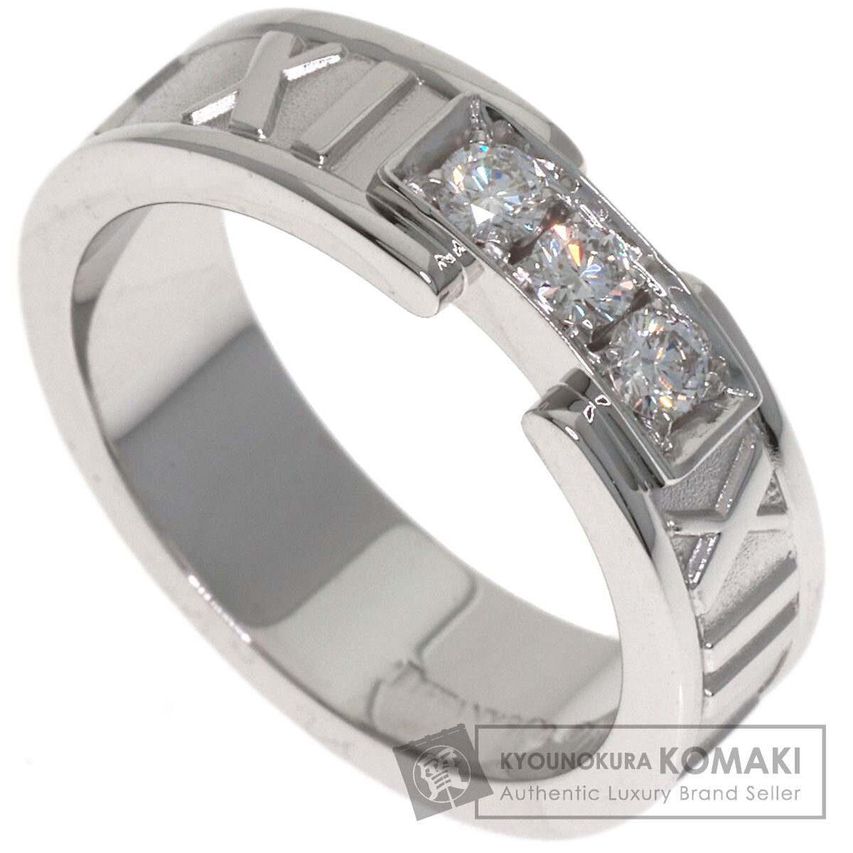 TIFFANY&Co. Atlas 3P Diamond Ring K18 White Gold Ladies [Used]