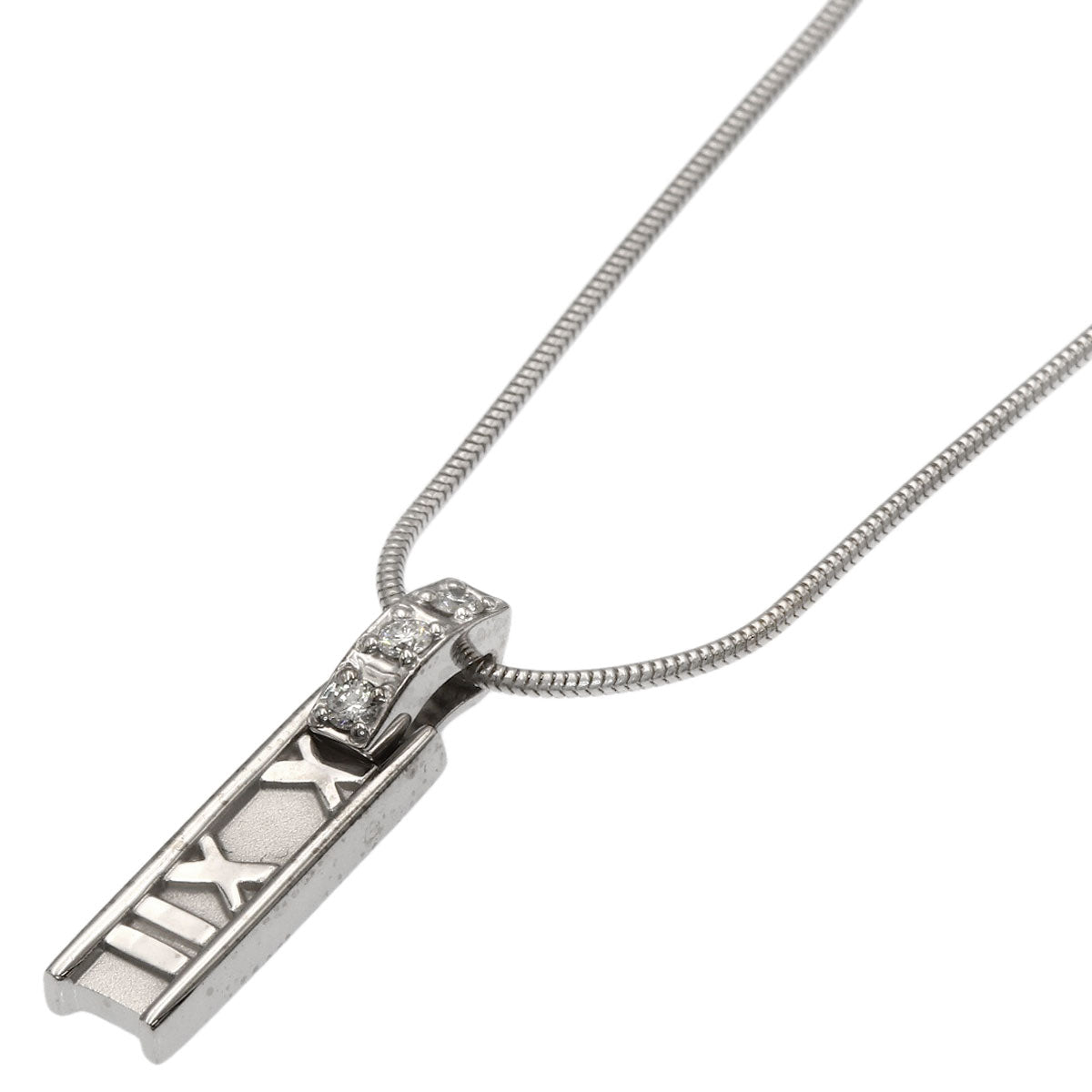 TIFFANY&Co. Atlas 3P Diamond Necklace K18 White Gold Ladies [Used]