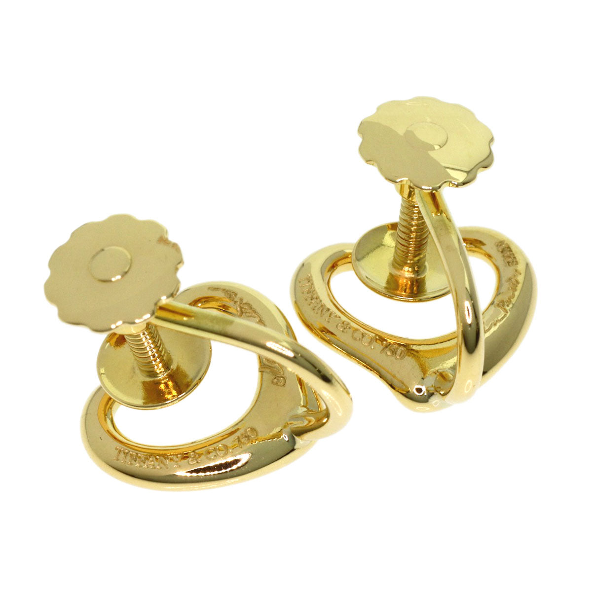 TIFFANY&Co. Open heart Earring K18 Yellow Gold Ladies [Used]