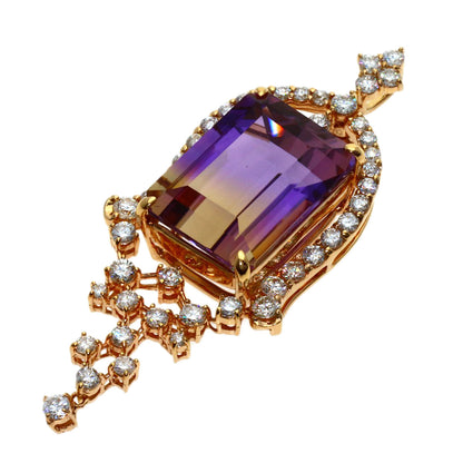 12.04ct Ametrine diamond Pendant top K18 Pink Gold 8.4g　Ladies
