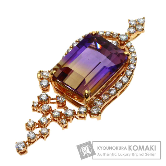 12.04ct Ametrine diamond Pendant top K18 Pink Gold 8.4g　Ladies