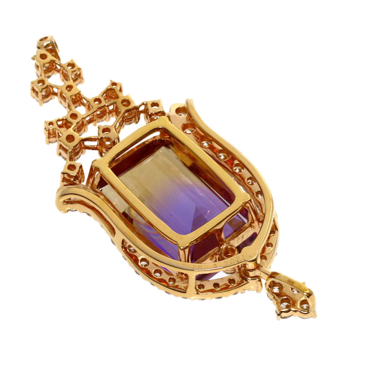 12.04ct Ametrine diamond Pendant top K18 Pink Gold 8.4g　Ladies