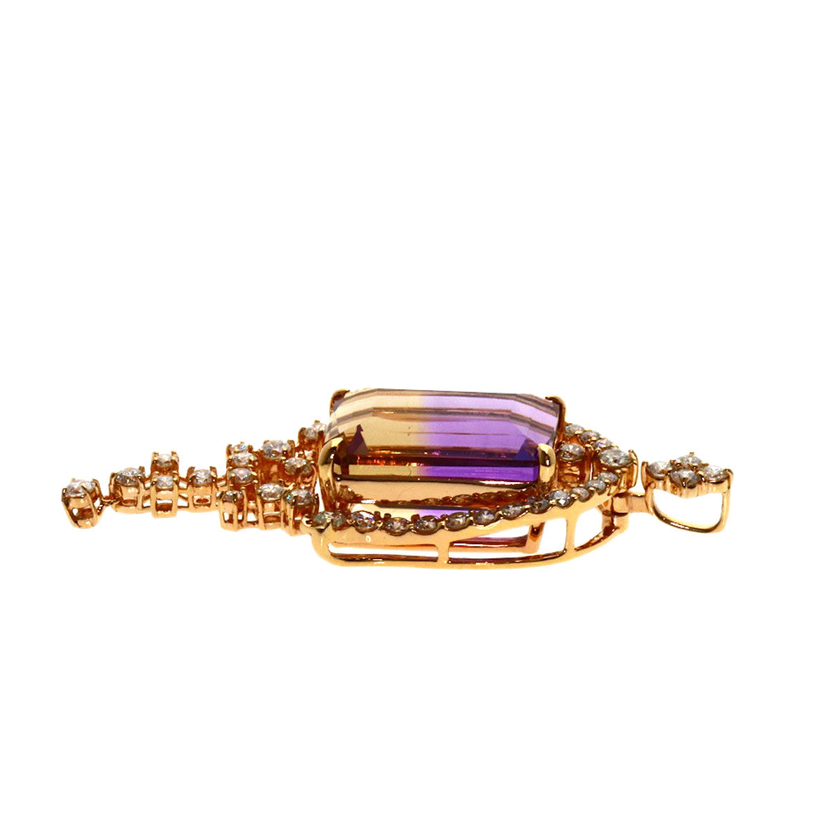 12.04ct Ametrine diamond Pendant top K18 Pink Gold 8.4g　Ladies
