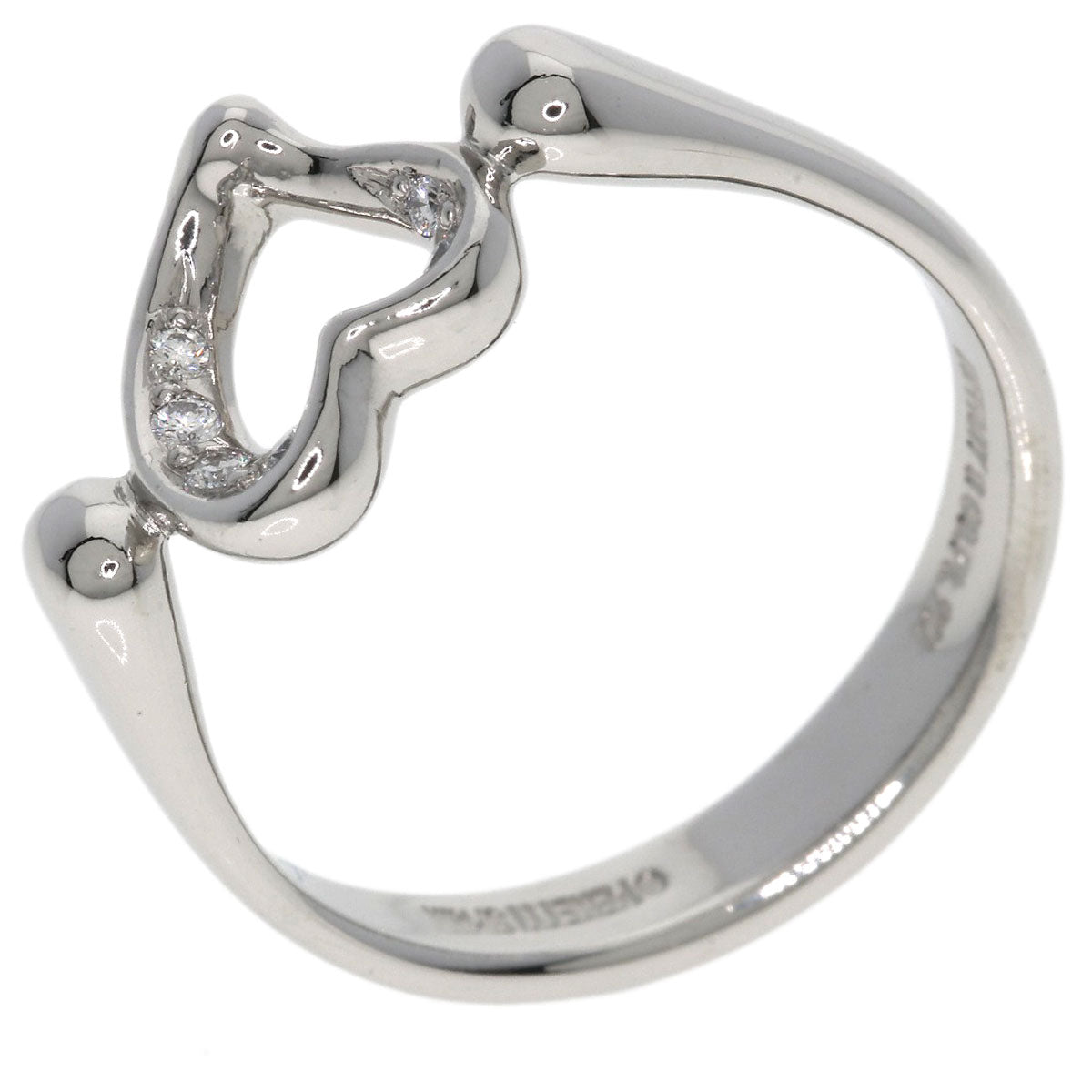 TIFFANY&Co. Open Heart Diamond Ring Platinum PT950 Ladies [Used]