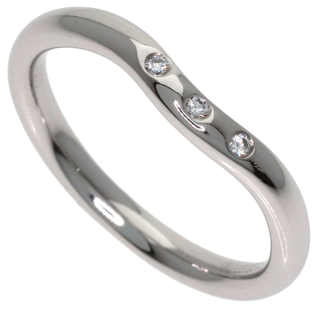 TIFFANY&Co. Curved band 3P Diamond Ring Platinum PT950 Ladies [Used]