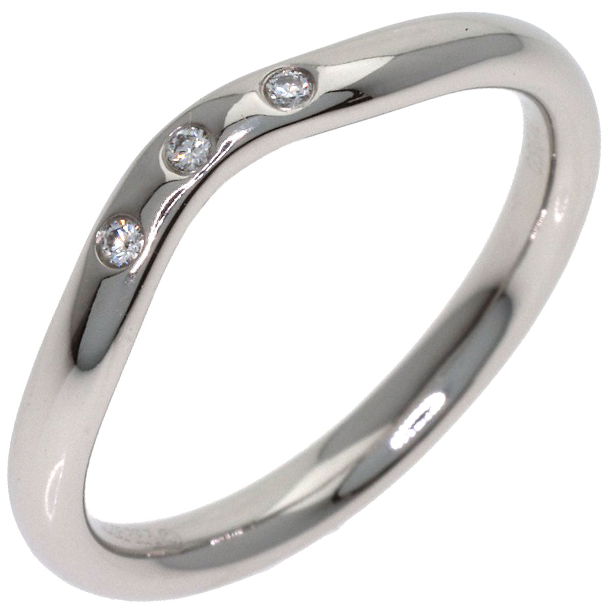 TIFFANY&Co. Curved band 3P Diamond Ring Platinum PT950 Ladies [Used]