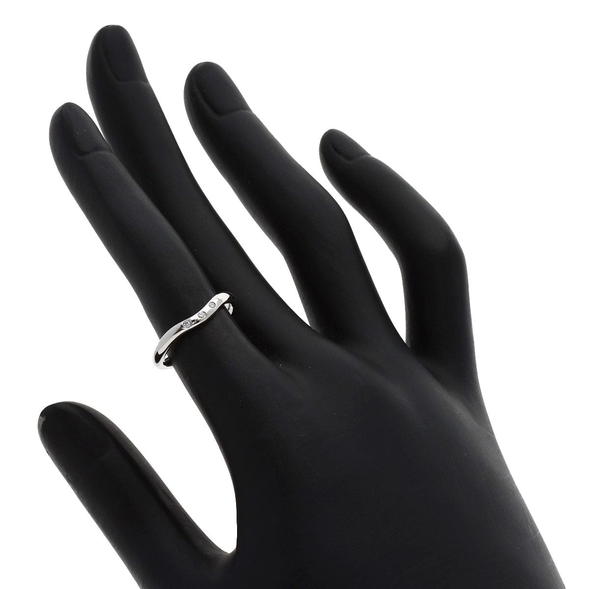 TIFFANY&Co. Curved band 3P Diamond Ring Platinum PT950 Ladies [Used]
