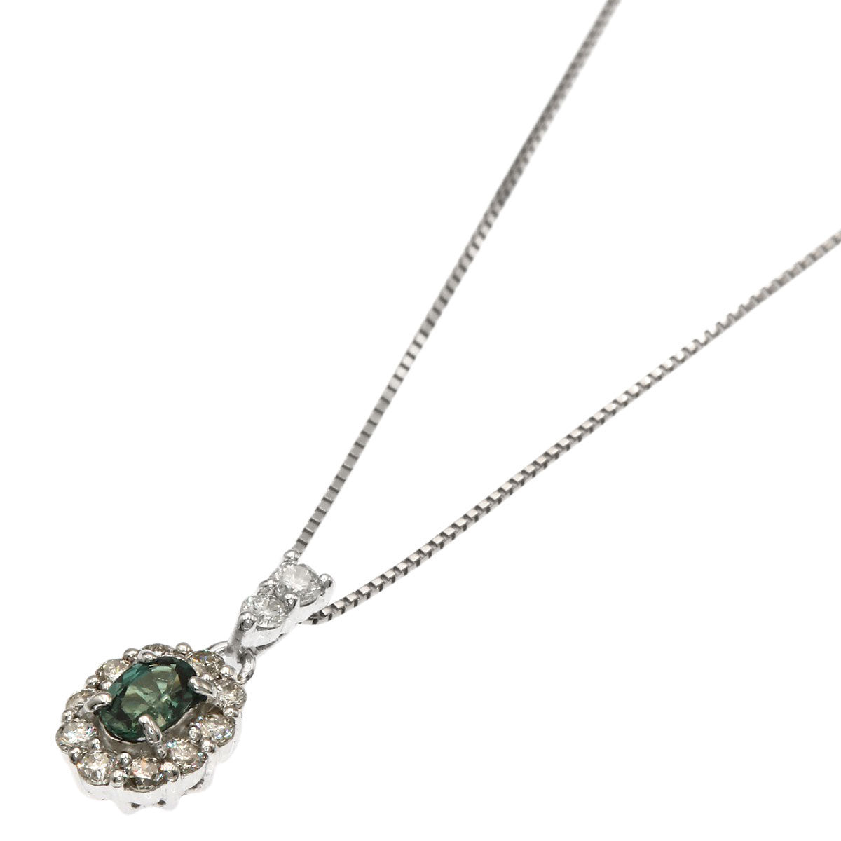 0.19ct Alexandrite Diamond Necklace K18 White Gold 2g　Ladies
