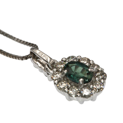 0.19ct Alexandrite Diamond Necklace K18 White Gold 2g　Ladies