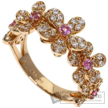 Ponte Vecchio Flower Motif Pink Sapphire Diamond Ring K18 Pink Gold Ladies [Used]