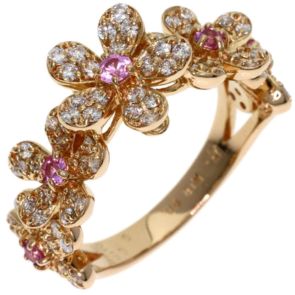 Ponte Vecchio Flower Motif Pink Sapphire Diamond Ring K18 Pink Gold Ladies [Used]