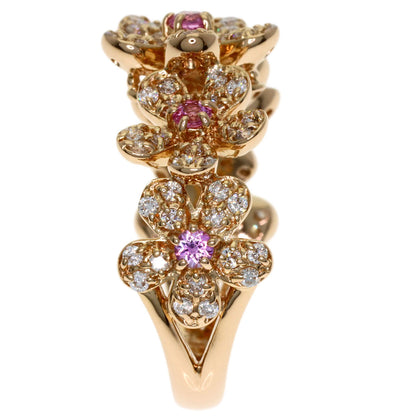 Ponte Vecchio Flower Motif Pink Sapphire Diamond Ring K18 Pink Gold Ladies [Used]