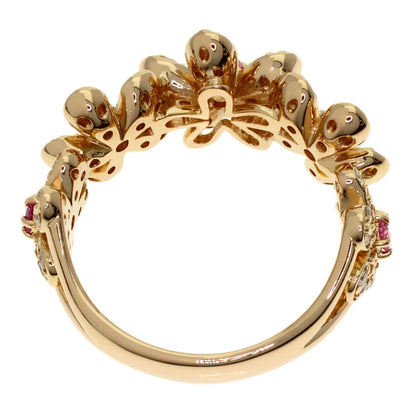 Ponte Vecchio Flower Motif Pink Sapphire Diamond Ring K18 Pink Gold Ladies [Used]