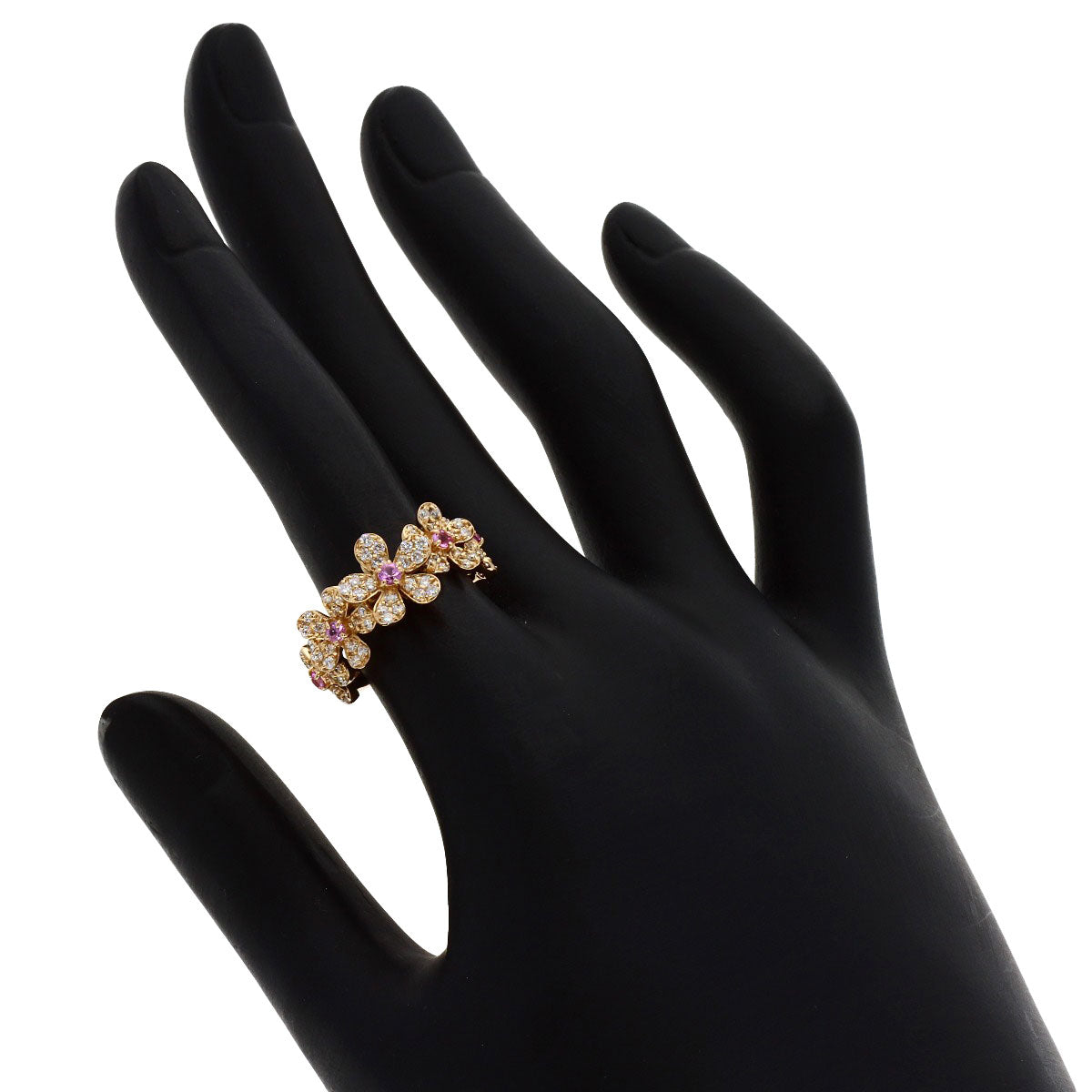 Ponte Vecchio Flower Motif Pink Sapphire Diamond Ring K18 Pink Gold Ladies [Used]