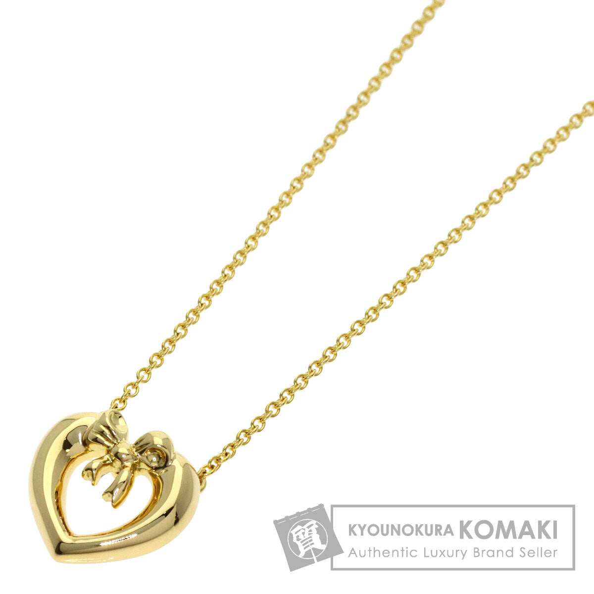 TIFFANY&Co. Heart ribbon Necklace K18 Yellow Gold Ladies [Used]