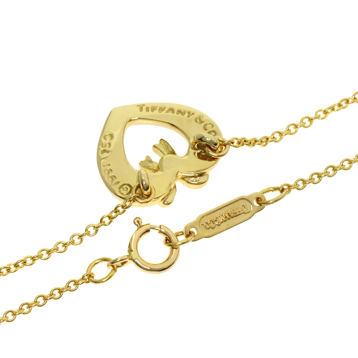 TIFFANY&Co. Heart ribbon Necklace K18 Yellow Gold Ladies [Used]
