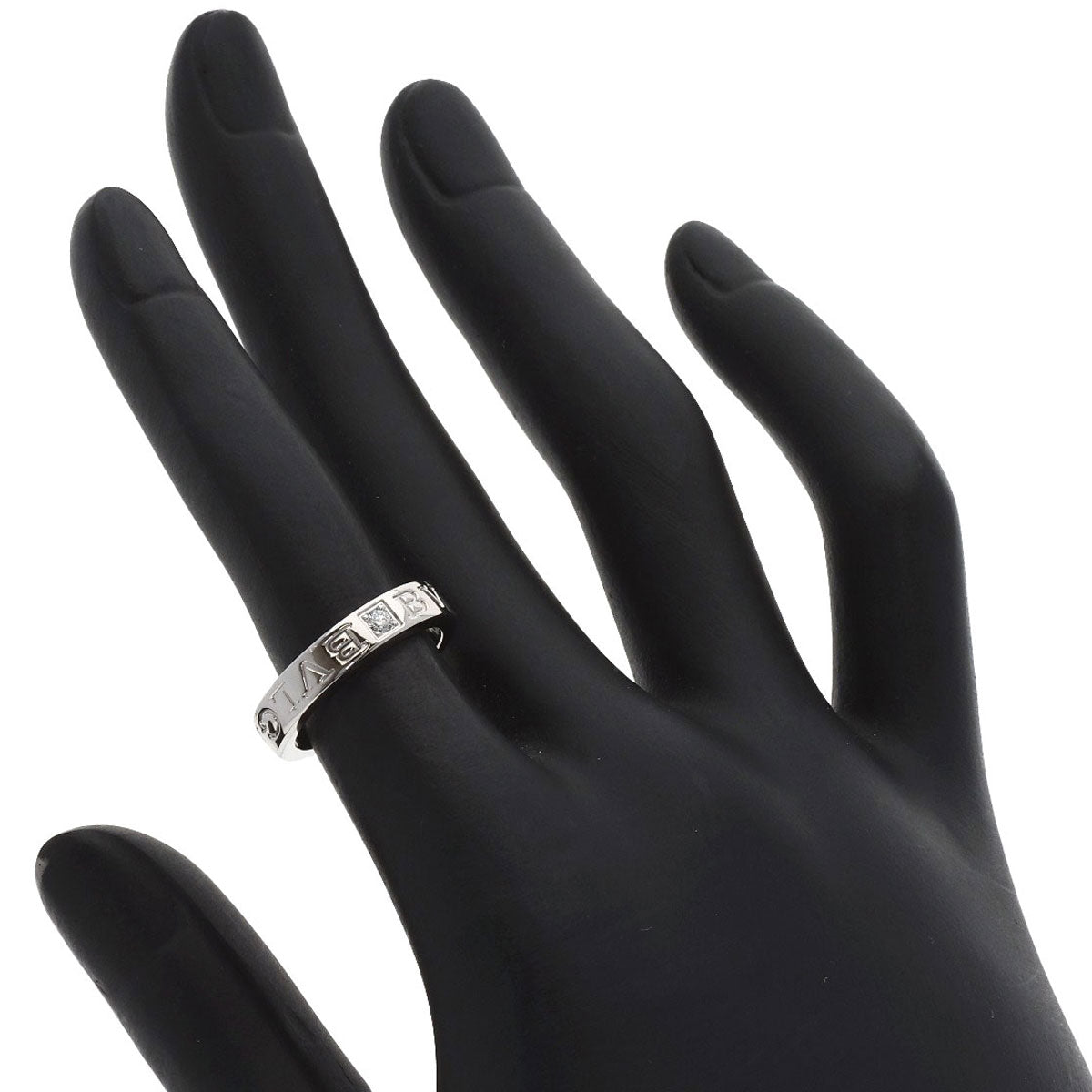 BVLGARI Double logo 1P Diamond Ring K18 White Gold Ladies [Used]