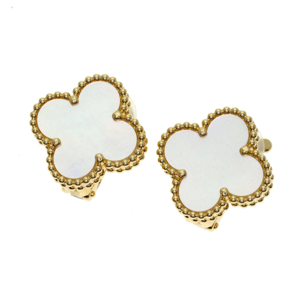 Van Cleef & Arpels Vintage Alhambra Mother of Pearl Earring K18 Yellow Gold Ladies [Used]