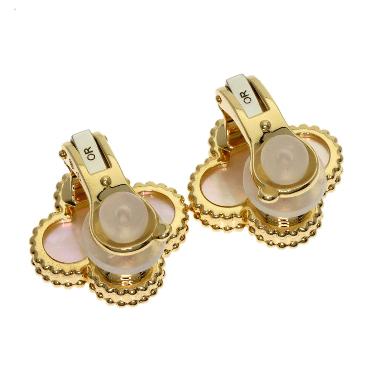 Van Cleef & Arpels Vintage Alhambra Mother of Pearl Earring K18 Yellow Gold Ladies [Used]