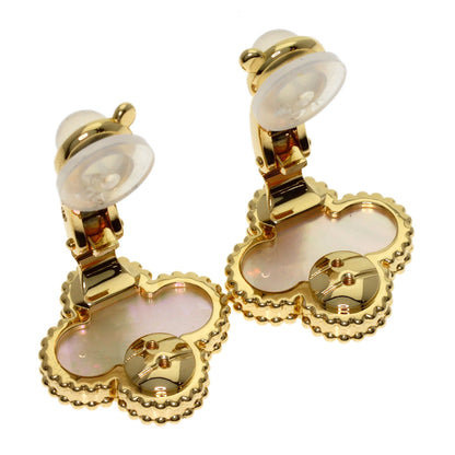 Van Cleef & Arpels Vintage Alhambra Mother of Pearl Earring K18 Yellow Gold Ladies [Used]