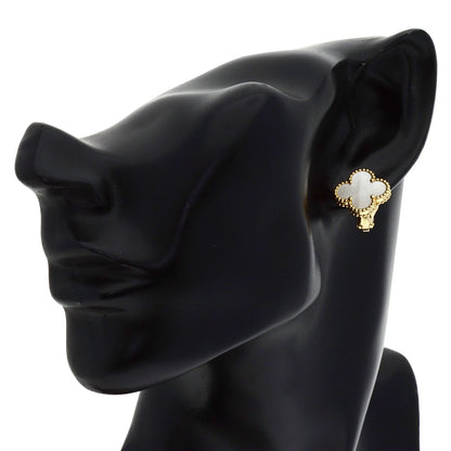 Van Cleef & Arpels Vintage Alhambra Mother of Pearl Earring K18 Yellow Gold Ladies [Used]