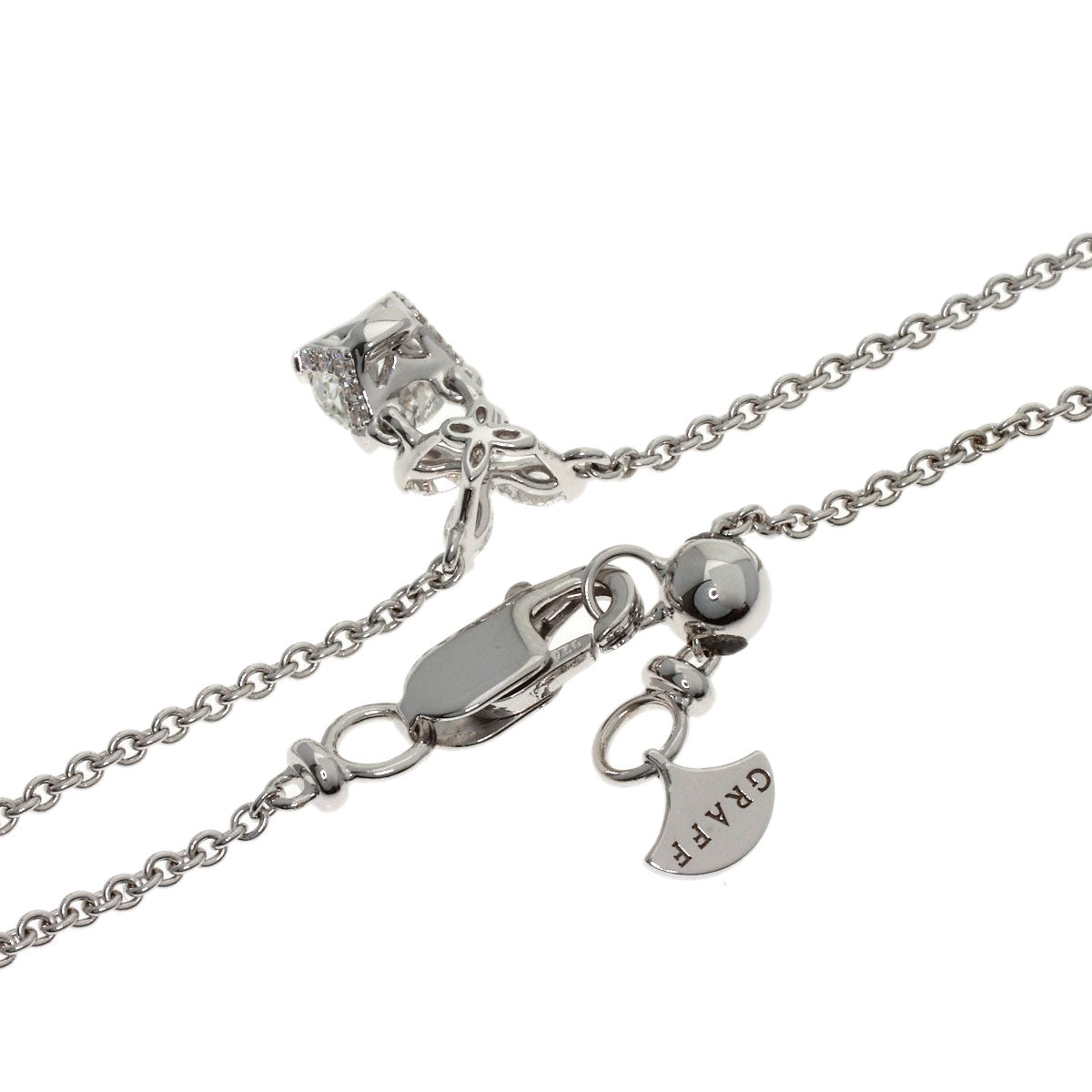 GRAFF Classic Butterfly Round Blue Lillian Cut Diamond Necklace K18 White Gold Ladies [Used]