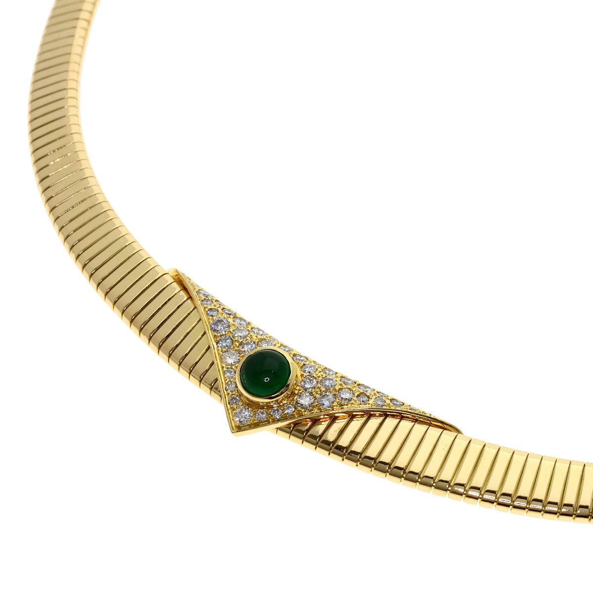 MIKIMOTO Emerald Diamond Necklace K18 Yellow Gold Ladies [Used]