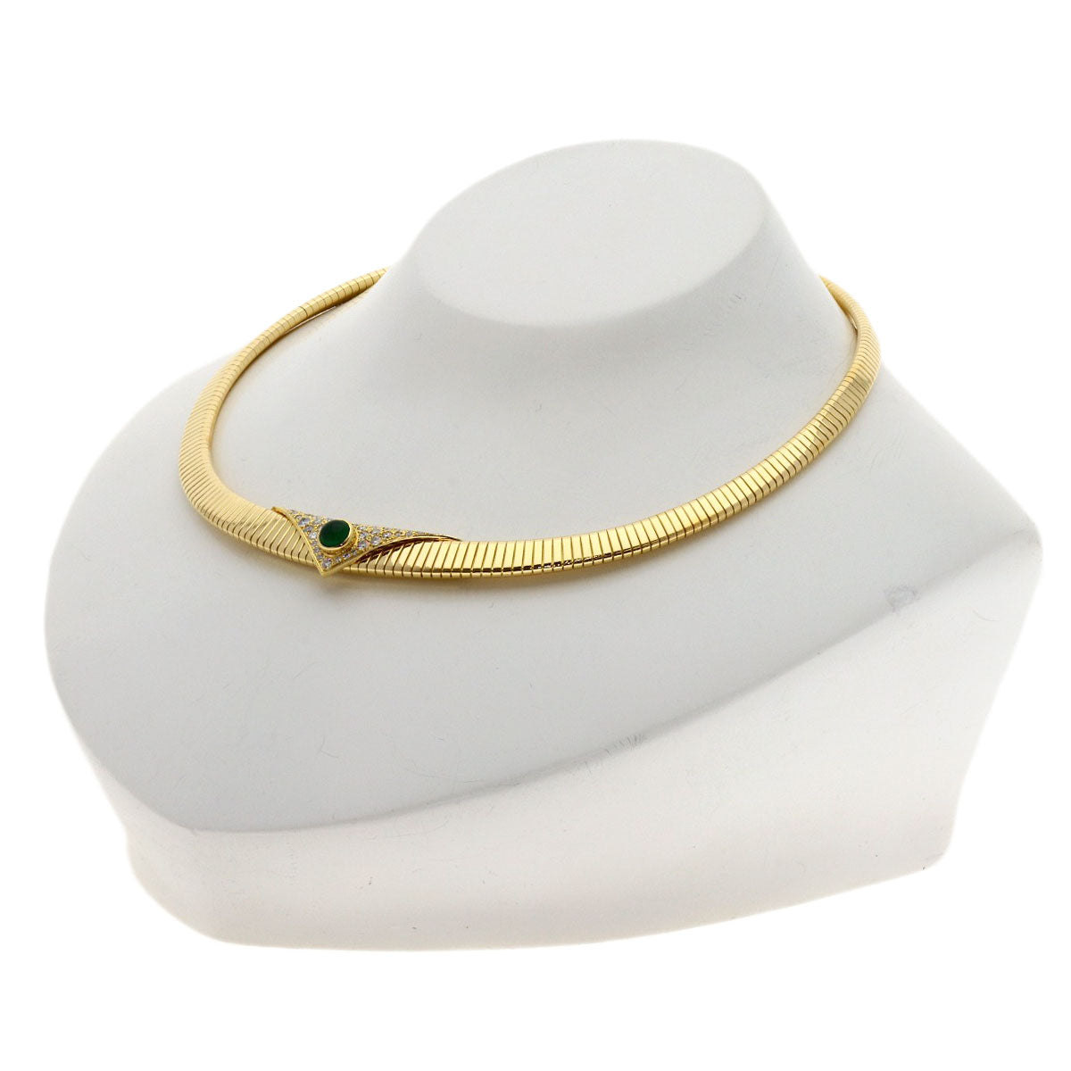 MIKIMOTO Emerald Diamond Necklace K18 Yellow Gold Ladies [Used]