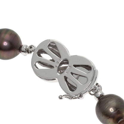 Yashima Pearl Black Baroque Pearl Diamond Earring Set Necklace K14 White Gold 72.4g　Ladies