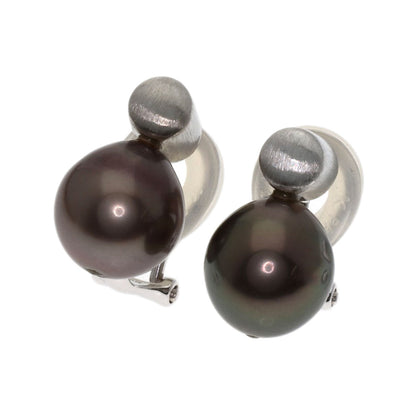 Yashima Pearl Black Baroque Pearl Diamond Earring Set Necklace K14 White Gold 72.4g　Ladies