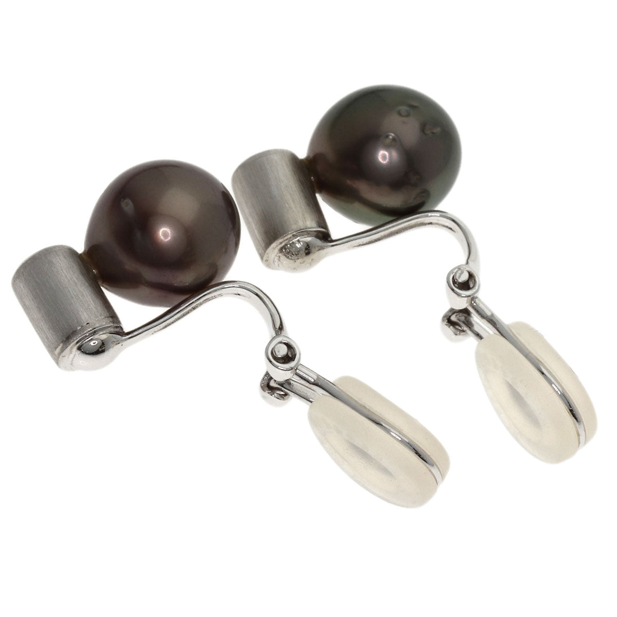 Yashima Pearl Black Baroque Pearl Diamond Earring Set Necklace K14 White Gold 72.4g　Ladies