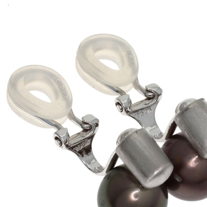 Yashima Pearl Black Baroque Pearl Diamond Earring Set Necklace K14 White Gold 72.4g　Ladies