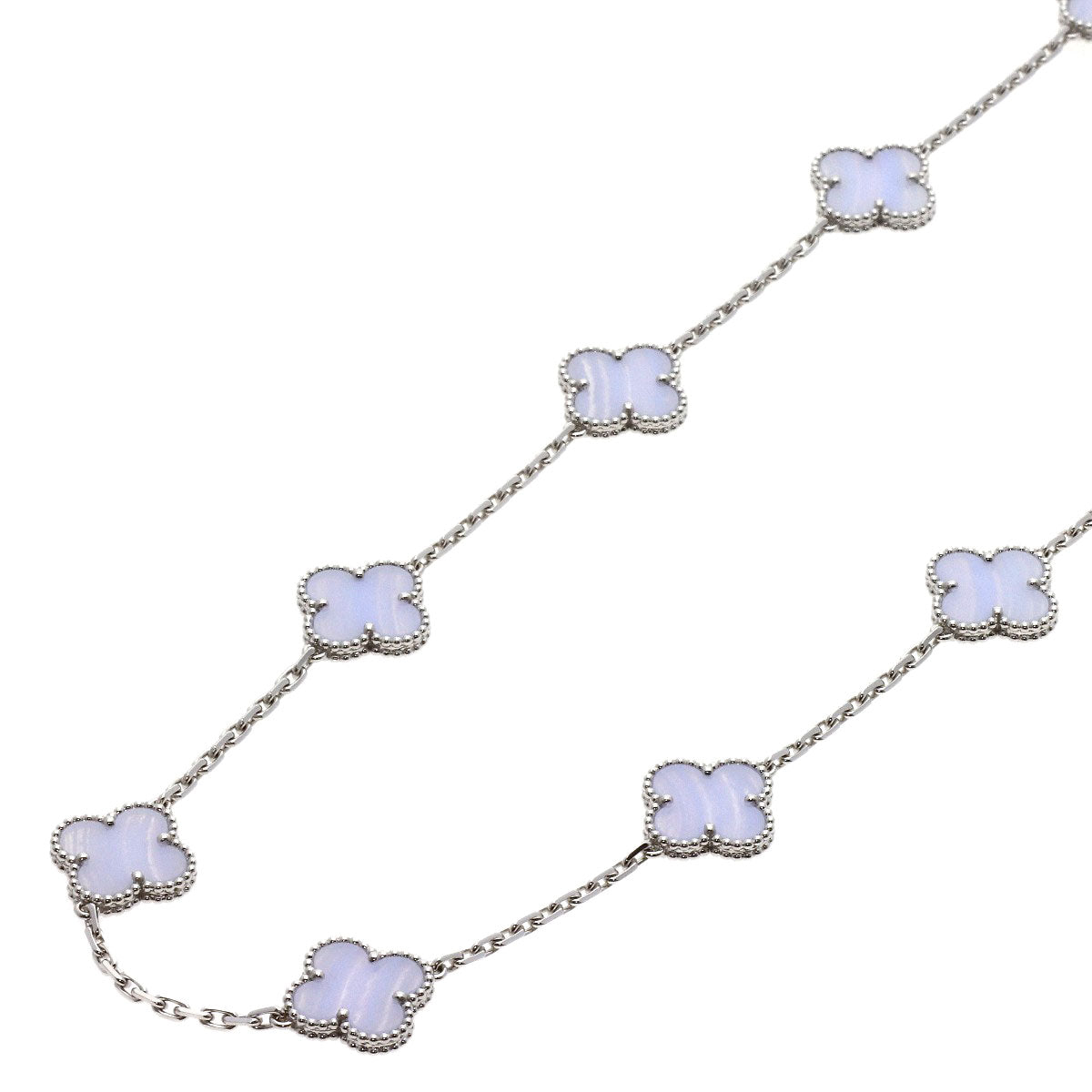 Van Cleef & Arpels Vintage Alhambra 20P Chalcedony Necklace K18 White Gold Ladies [Used]