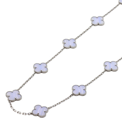 Van Cleef & Arpels Vintage Alhambra 20P Chalcedony Necklace K18 White Gold Ladies [Used]