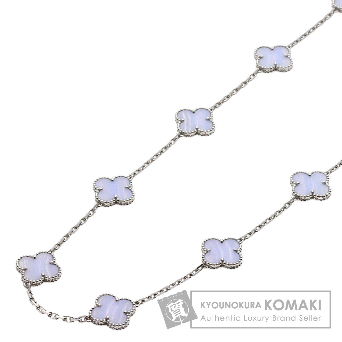 Van Cleef & Arpels Vintage Alhambra 20P Chalcedony Necklace K18 White Gold Ladies [Used]