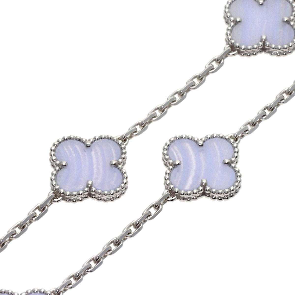 Van Cleef & Arpels Vintage Alhambra 20P Chalcedony Necklace K18 White Gold Ladies [Used]