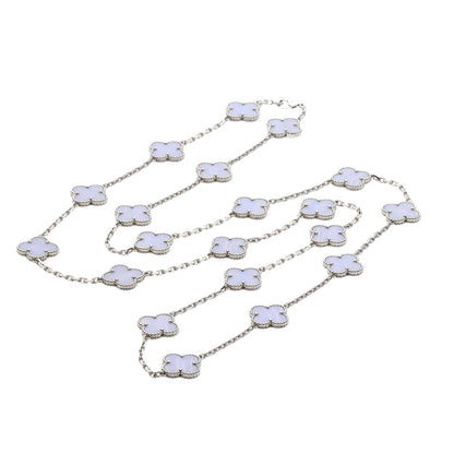 Van Cleef & Arpels Vintage Alhambra 20P Chalcedony Necklace K18 White Gold Ladies [Used]