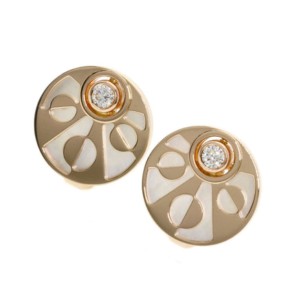 BVLGARI Intarsio Diamond Shell earring K18 Pink Gold Ladies [Used]