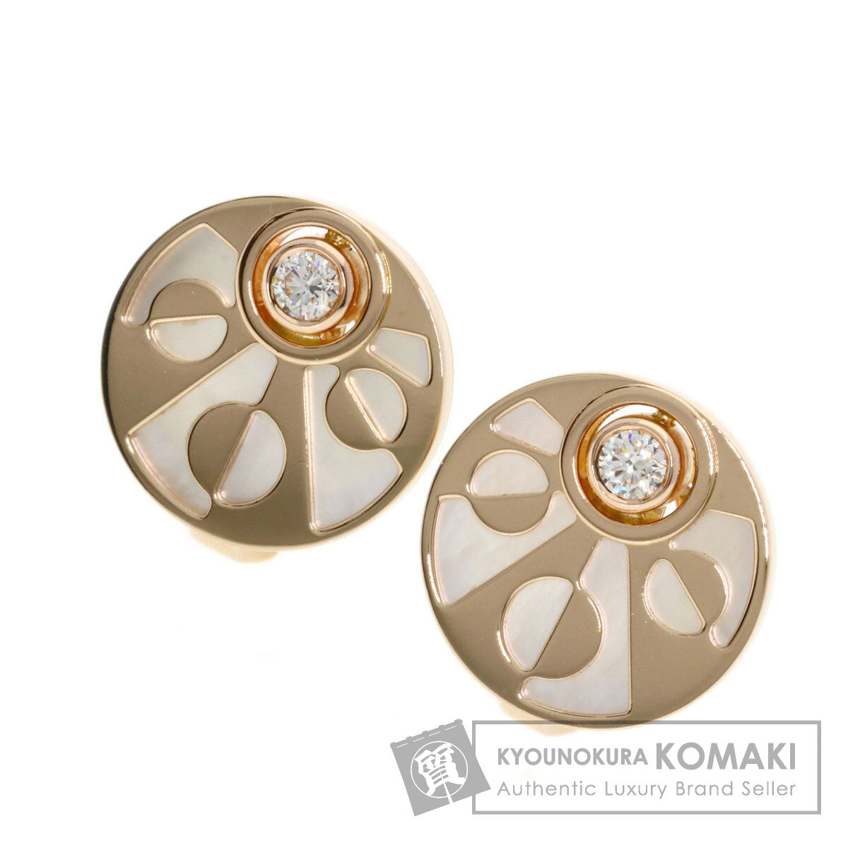 BVLGARI Intarsio Diamond Shell earring K18 Pink Gold Ladies [Used]