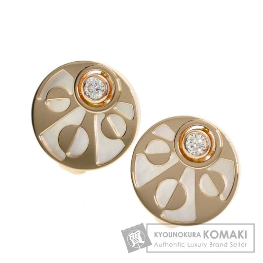 BVLGARI Intarsio Diamond Shell earring K18 Pink Gold Ladies [Used]