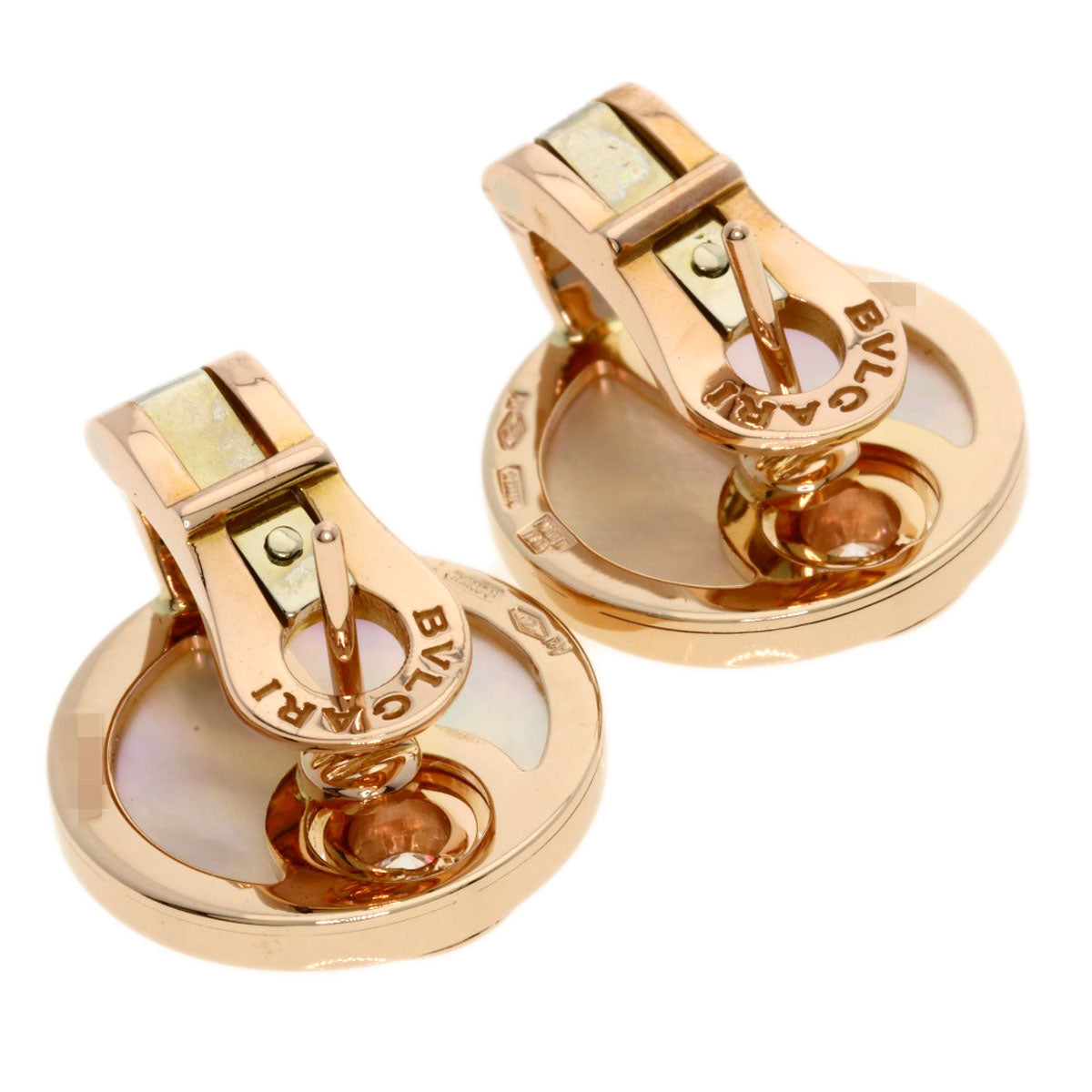 BVLGARI Intarsio Diamond Shell earring K18 Pink Gold Ladies [Used]