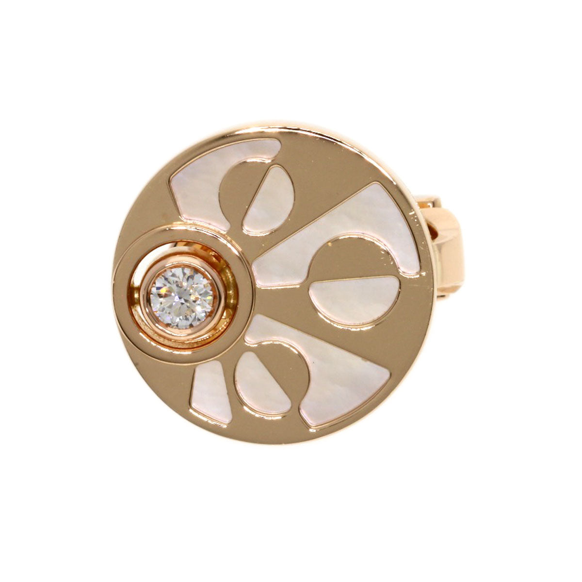 BVLGARI Intarsio Diamond Shell earring K18 Pink Gold Ladies [Used]