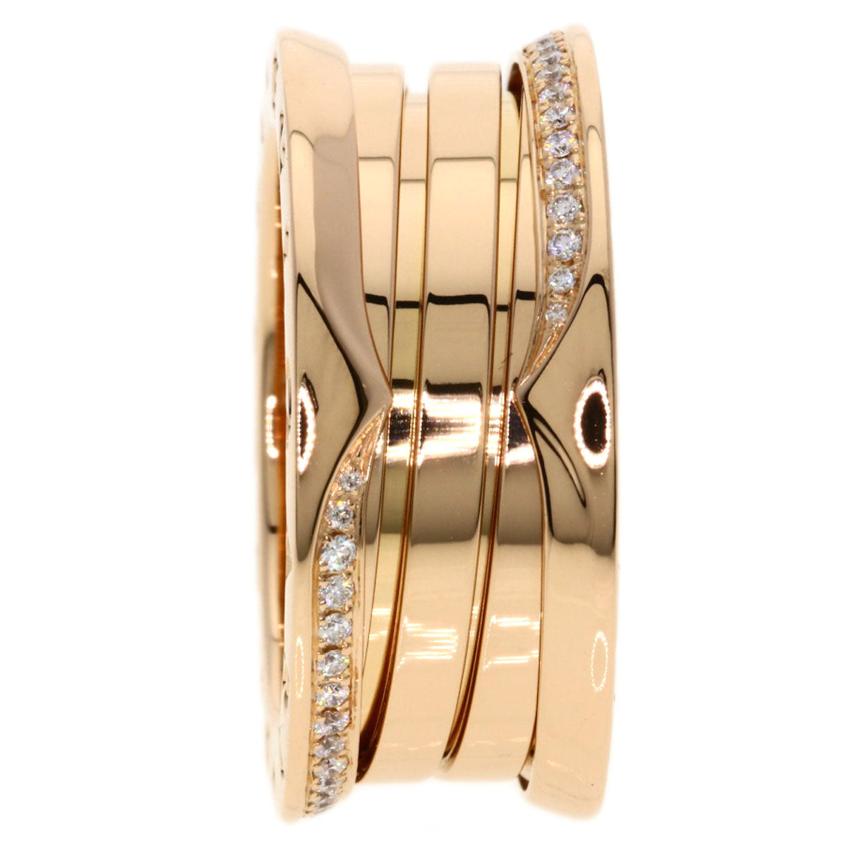 BVLGARI B.zero1 3-band Diamond #55 Ring K18 Pink Gold Ladies [Used]