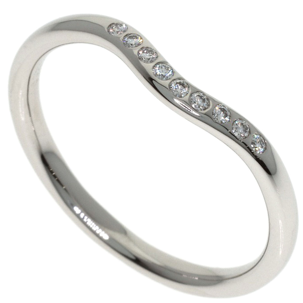 TIFFANY&Co. Curved Band Diamond Ring Platinum PT950 Ladies [Used]